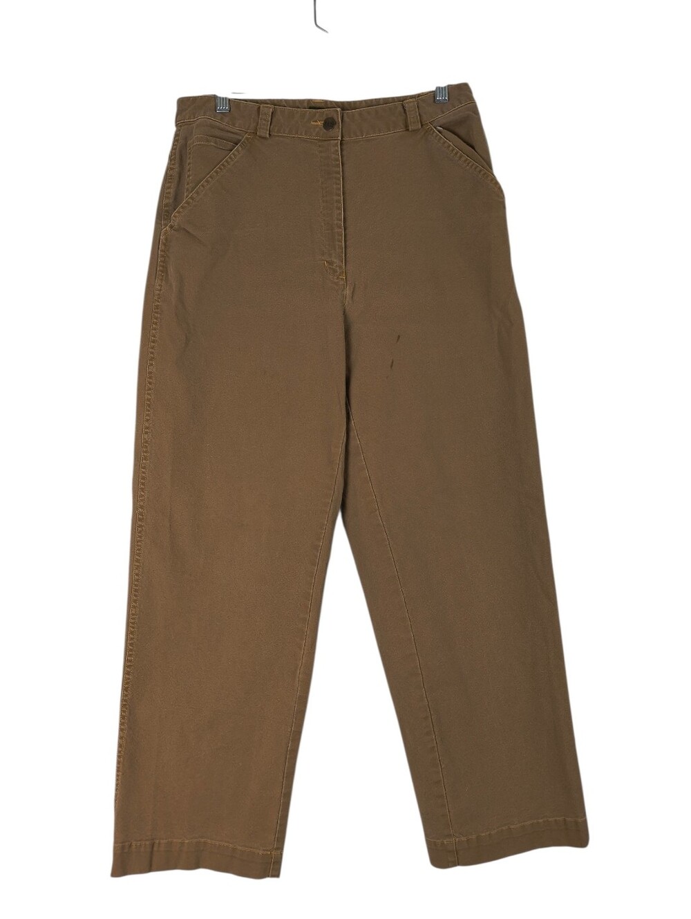 LL Bean Vintage Carpenter Pants Women's 12 Khaki Workwear Straight Leg Stretch